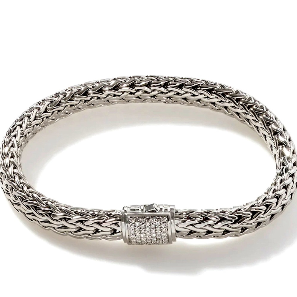 John Hardy Icon Bracelet, Silver, Diamonds, 7.5MM